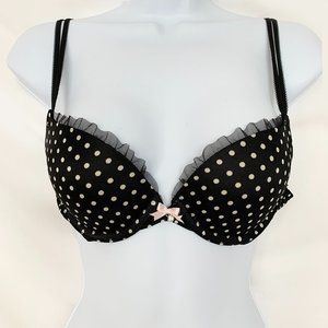 Victoria's Secret Very Sexy Push-up Bra Black White Polka dots Size 34A